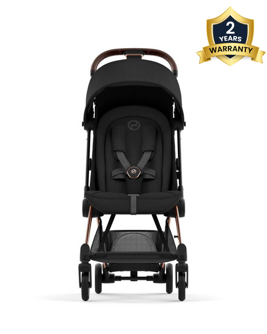 Cybex Coya Cabin Friendly Stroller & Cloud T i-Size Plus Car Seat Travel System-Includes Adapters-Rose Gold Frame & Sepia Black