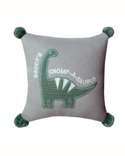 Pomme Dino Knitted Baby Cushion with Filler-Grey-For Infants