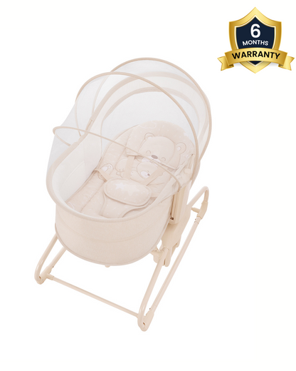 Mastela 4 in 1 Swing & Bassinet-12 Melodies-Adjustable Backrest-5 Points Harness-Breathable Mesh Sides & Soft Headrest-For 0 to 36M (Upto 15 Kg)-Bronze