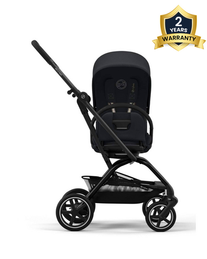 Cybex Eezy S Twist +2 Lightweight Stroller-360 Degree Rotatable Seat-One Hand Fold-Flat Reclining Seat-Travel System Compatible-2 Years Warranty-For 0 to 4Y (Upto 22 Kg)-Black Frame & Magic Black Seat