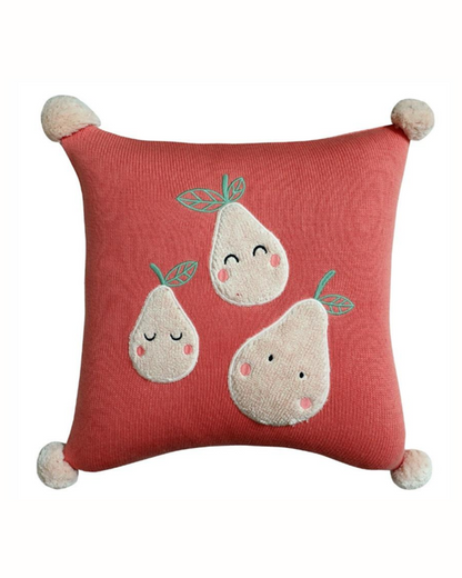 Pomme Pear Knitted Baby Cushion with Filler-Peach Pink-For Infants