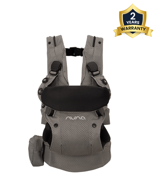 Nuna Cudl Deux Baby Carrier-4 Carrying Positions-Interchangeable Mesh & Cotton Panels For All Weather Comfort-Includes Storage Bag, 2 Bibs, Wristlest Pouch & Harness Covers-For 0 to 3Y (3.5 to 16 Kg)-Shadow