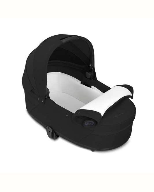 Cybex Cot S Lux Carry Cot-Attaches to Balios S Lux & Talos S Lux Stroller-No Adapters Required-Soft Foam Matrress-For 0 to 6M (Upto 9 Kg)-Moon Black