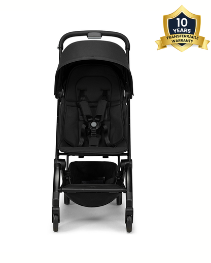 Joolz Aer+ Cabin Friendly Stroller-All Wheel Suspension-One Hand Fold-Flat Reclining Seat-Travel System Compatible-Includes Travel Bag-10 Years Transferable Warranty-For 0 to 4Y (Upto 22Kg)-Space Black