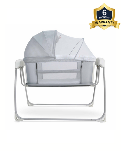 Mastela Deluxe 4 in 1 Bassinet-Cozy Bassinet, Swing & Bedside Sleeper Modes-5 Swing Speeds-15 Melodies-For 0 to 6M (Upto 9 kg)-White
