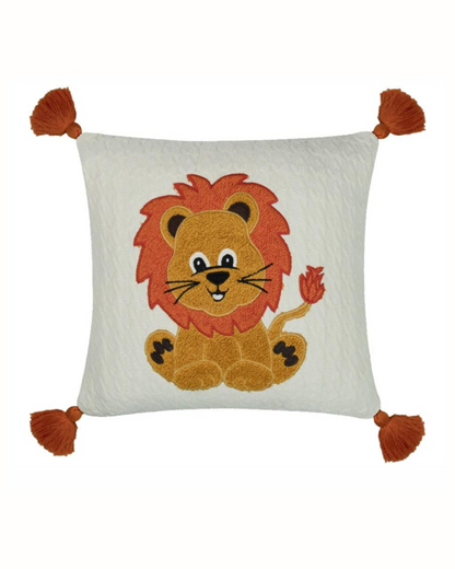 Pomme Lion Knitted Baby Cushion with Filler-White-For Infants