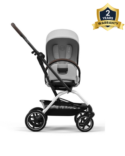 Cybex Eezy S Twist +2 Lightweight Stroller-360 Degree Rotatable Seat-One Hand Fold-Flat Reclining Seat-Travel System Compatible-2 Years Warranty-For 0 to 4Y (Upto 22 Kg)-Silver Frame & Fog Grey Seat