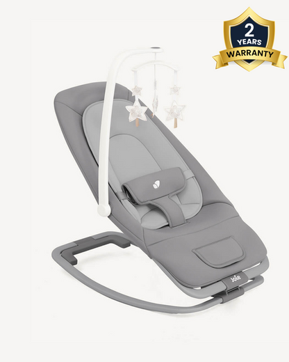 Joie Dreamer Rocker & Bouncer-3 Position Reclining Seat-2 Position Adjustable Leg Rest-With Removable & Rotating Toy Bar-2 Years Warranty-Upto 15 Kg-Arctic