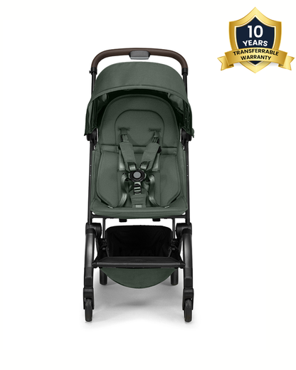 Joolz Aer+ Cabin Friendly Stroller-All Wheel Suspension-One Hand Fold-Flat Reclining Seat-Travel System Compatible-Includes Travel Bag-10 Years Transferable Warranty-For 0 to 4Y (Upto 22Kg)-Forest Green