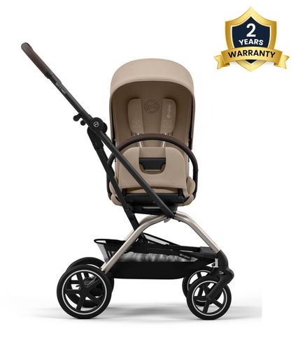Cybex Eezy S Twist +2 Lightweight Stroller-360 Degree Rotatable Seat-One Hand Fold-Flat Reclining Seat-Travel System Compatible-2 Years Warranty-For 0 to 4Y (Upto 22 Kg)-Taupe Frame & Almond Beige Seat