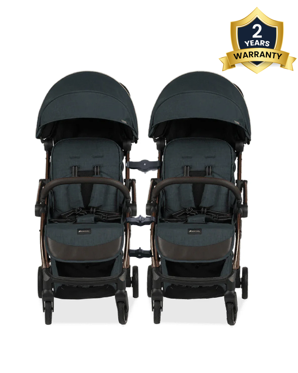 leclerc double stroller Leclerc Influencer Air Twin Stroller-Cabin Friendly-Flat Reclining Seat-One Touch Fold-Includes Twin Stroller Connectors-2 Years Warranty-For 6M to 5Y (Upto 22 Kg Each Stroller)-Denim Blue-Extra 7% Off – duckduckbaby