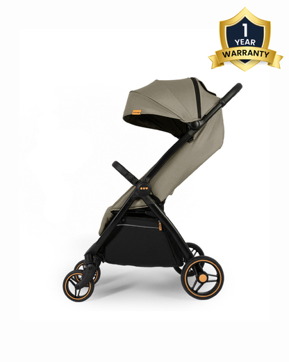 Loopie Hop Cabin Friendly Stroller-One Hand Fold-Flat Reclining Seat-Includes Mosquito Net-1 Year Warranty-For 0 to 4Y (Upto 22 Kg)-Olive Fern