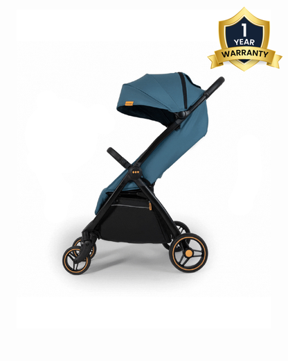 Loopie Hop Cabin Friendly Stroller-One Hand Fold-Flat Reclining Seat-Includes Mosquito Net-1 Year Warranty-For 0 to 4Y (Upto 22 Kg)-Blue Jade