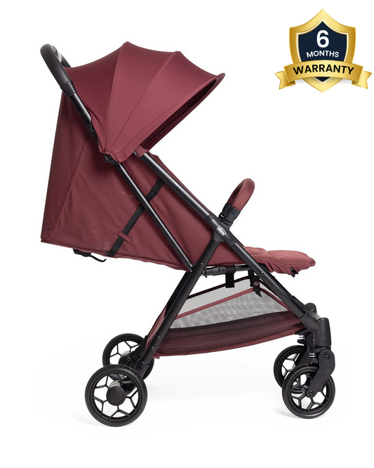 Chicco Urbino Lightweight Baby Stroller-Flat Reclining Seat-One Hand Fold-6 Months Warranty-For 0 to 4Y (Upto 22 Kg)-Ruby