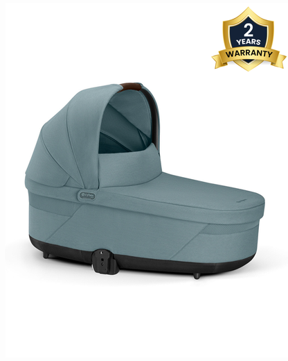 Cybex Cot S Lux Carry Cot-Attaches to Balios S Lux & Talos S Lux Stroller-No Adapters Required-Soft Foam Matrress-For 0 to 6M (Upto 9 Kg)-Stormy Blue