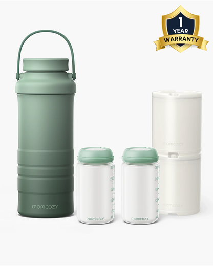 Momcozy Portable Baby Bottle Cooler-24 Hour Ice-Free Cooling with 2 Separate Storage Bottles-22oz Large Capacity & Travel-Friendly
