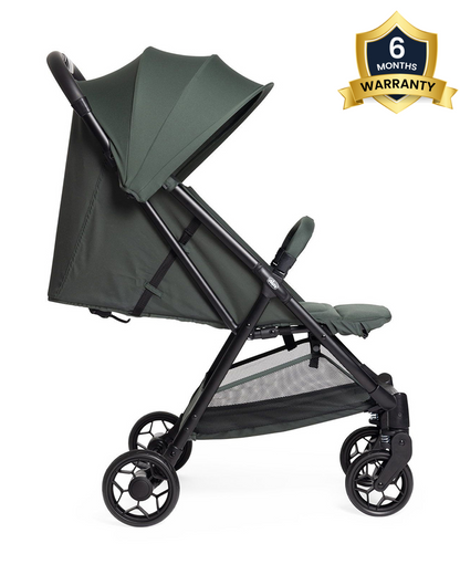 Chicco Urbino Lightweight Baby Stroller-Flat Reclining Seat-One Hand Fold-6 Months Warranty-For 0 to 4Y (Upto 22 Kg)-Evergreen
