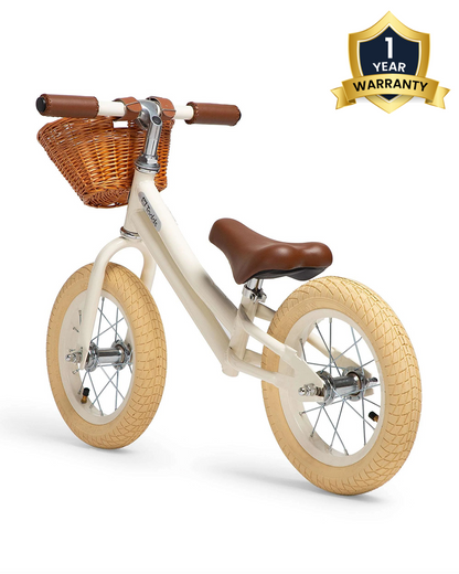 Todds Balance Bike-ISO 8124 Certified-12 Inches-Adjustable Handlebar & Seat Height-Hand Stitched Custom Grip-Non Toxic Lead Free Paint-18M+-Whimsy White