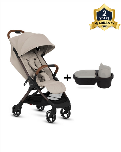Silver Cross Clic 2 Cabin Friendly Stroller-With Snack Tray-One Hand Fold-Includes Rain Cover-For 0 to 4Y (Upto 22 kg)-Latte