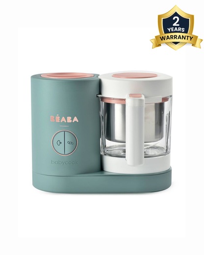 Beaba Babycook Neo 6 in 1 Baby Food Processor-Steam Cooker, Blender, Bottle Warmer & Sterilizer with 1250ml Glass Bowl-Eucalyptus