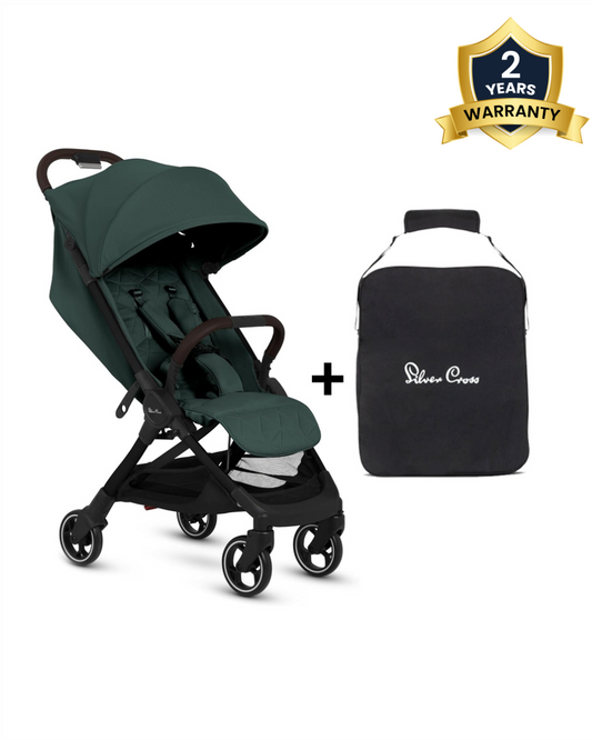 Silver Cross Clic 2 Cabin Friendly Stroller-With Stroller Bag-One Hand Fold-Includes Rain Cover-For 0 to 4Y (Upto 22 kg)-Conifer