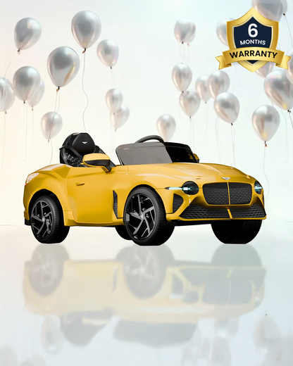 Bentley Bacalar Ride On Car-Battery Operated-3 Point Safety Belt-With Manual or Remote Option to Steer-Foot Accelerator-Tough Tires with Rear Suspension-Emotorad-For 3Y+ (Upto 30 Kg)-Yellow