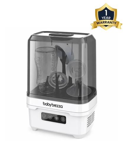 Baby Brezza Bottle Sterilizer and Dryer Mini with 4-in-1 Functionality with Easy LCD Controls-Holds 2 Bottles-Perfect for Travel-White