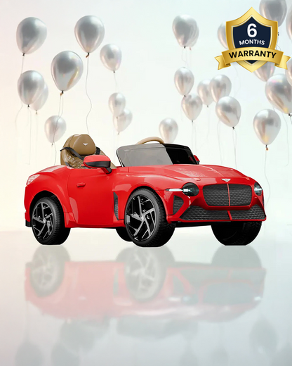 Bentley Bacalar Ride On Car-Battery Operated-3 Point Safety Belt-With Manual or Remote Option to Steer-Foot Accelerator-Tough Tires with Rear Suspension-Emotorad-For 3Y+ (Upto 30 Kg)-Red
