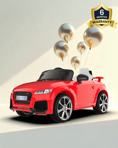 Audi TTRS Ride On Car-Battery Operated-3 Point Safety Belt-With Manual or Remote Option to Steer-Foot Accelerator-Tough Tires with Rear Suspension-Integrated Music-Emotorad-For 3Y+ (Upto 30 kg)-Red