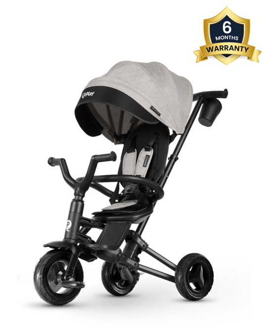 Qplay Nova Niello 6 in 1 Trike-Easy Compact Fold-Height Adjustable Parent Handle Bar-360 Degrees Rotating Seat-Adjustable Backrest-5 Point Harness-Includes Cup Holder-For 10 to 6Y (Upto 25 Kg)-Grey