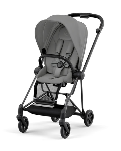 Cybex Mios Lightweight Stroller-Height Adjustable Parent Handle Bar-Reversible & Flat Reclining Seat-One Hand Fold-Travel System Compatible-2 Years Warranty-For 0 to 4Y (Upto 22 Kg)-Matt Black Frame & Mirage Grey