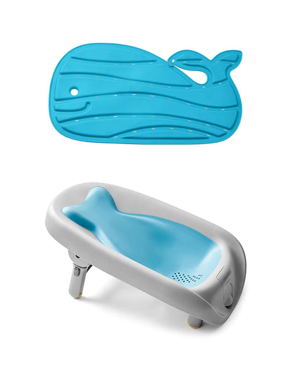 Skip Hop Moby Recline & Rinse Baby Bather (2 Position Recline) With Quick Drying Bath Mat (Anti-Skid Base)