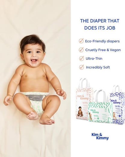 Kim & Kimmy Little Clouds Taped Diapers-NB (Upto 5Kg)-With Wetness Indicator