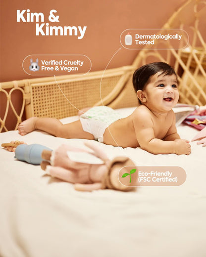 Kim & Kimmy Little Clouds Taped Diapers-NB (Upto 5Kg)-With Wetness Indicator