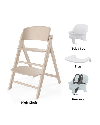 Cybex Click & Fold 3 in 1 High Chair-With Harness, Baby Set & Tray-2 Years Warranty-For 6M to 99Y (Upto 120 Kg)-All Natural Light