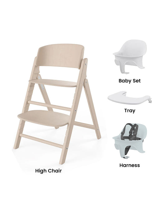 Cybex Click & Fold 3 in 1 High Chair-With Harness, Baby Set & Tray-2 Years Warranty-For 6M to 99Y (Upto 120 Kg)-All Natural Light