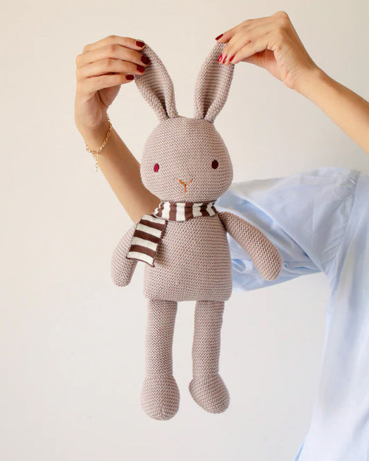 Bambini Almond Bugs Bunny Knitted Soft Toy-Improves Tactile Stimulation-Plush Cuddly Toy For Newborn