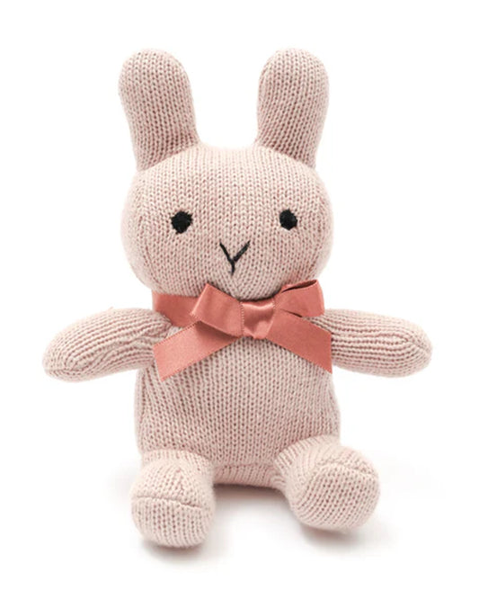 Bambini Baby Pink Bun Bunny Knitted Soft Toy-Improves Tactile Stimulation-Plush Cuddly Toy For Newborn