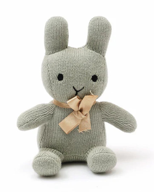 Bambini Sweet Green Bun Bunny Knitted Soft Toy-Improves Tactile Stimulation-Plush Cuddly Toy For Newborn