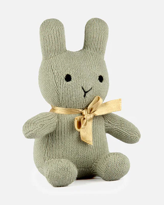 Bambini Sweet Green Bun Bunny Knitted Soft Toy-Improves Tactile Stimulation-Plush Cuddly Toy For Newborn