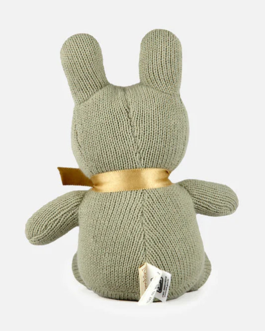 Bambini Sweet Green Bun Bunny Knitted Soft Toy-Improves Tactile Stimulation-Plush Cuddly Toy For Newborn