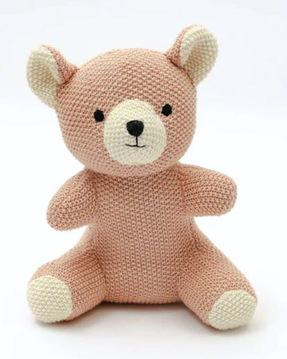 Bambini Baby Pink Harry Bear Knitted Soft Toy-Improves Tactile Stimulation-Plush Cuddly Toy For Newborn