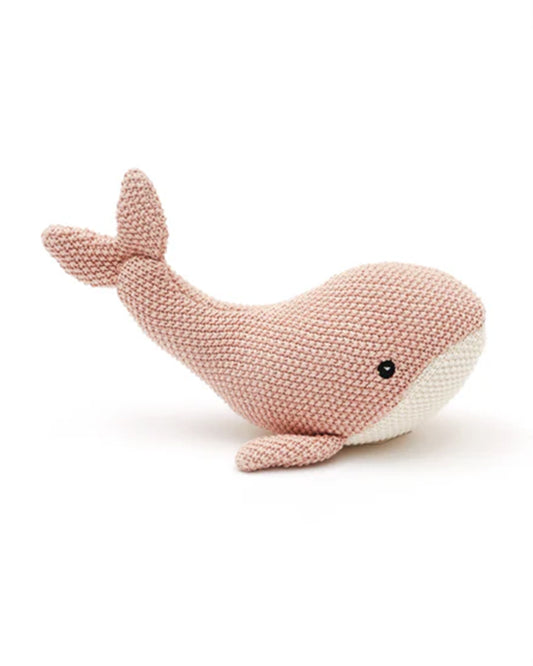 Bambini Baby Pink Lucy Whale Knitted Soft Toy-Improves Tactile Stimulation-Plush Cuddly Toy For Newborn