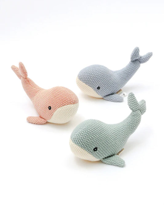 Bambini Baby Pink Lucy Whale Knitted Soft Toy-Improves Tactile Stimulation-Plush Cuddly Toy For Newborn