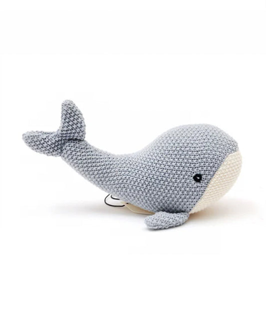 Bambini Baby Blue Lucy Whale Knitted Soft Toy-Improves Tactile Stimulation-Plush Cuddly Toy For Newborn