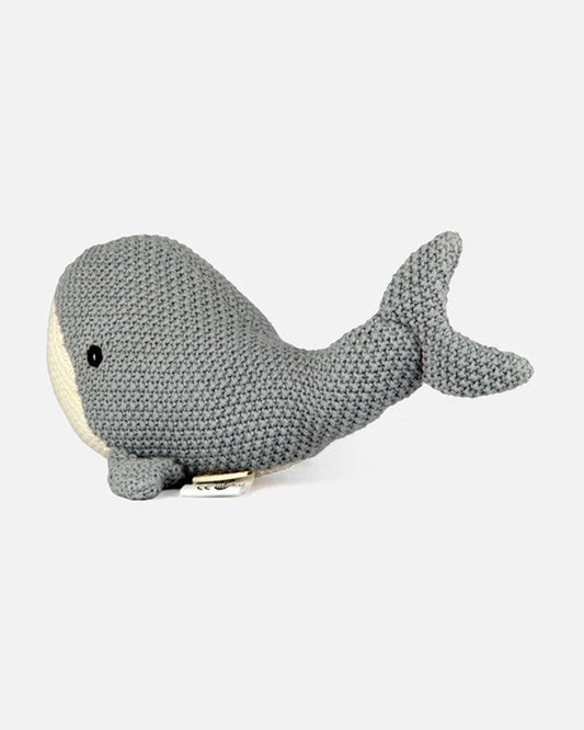 Bambini Baby Blue Lucy Whale Knitted Soft Toy-Improves Tactile Stimulation-Plush Cuddly Toy For Newborn