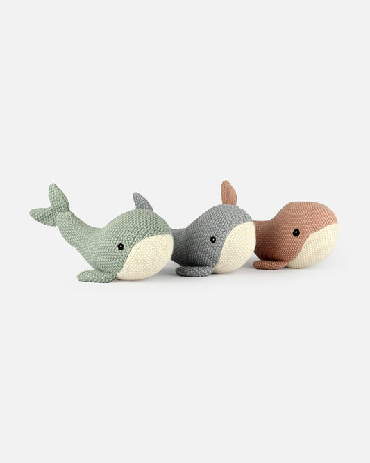 Bambini Duck Egg Lucy Whale Knitted Soft Toy-Improves Tactile Stimulation-Plush Cuddly Toy For Newborn