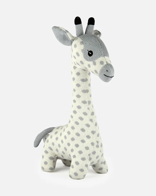 Bambini Baby Blue Spotty Giraffe Knitted Soft Toy-Improves Tactile Stimulation-Plush Cuddly Toy For Newborn