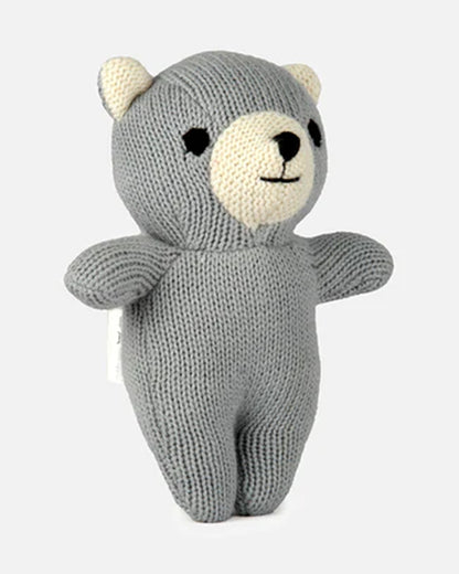 Bambini Sterling Blue Teddy Bear Knitted Soft Toy-Improves Tactile Stimulation-Plush Cuddly Toy For Newborn