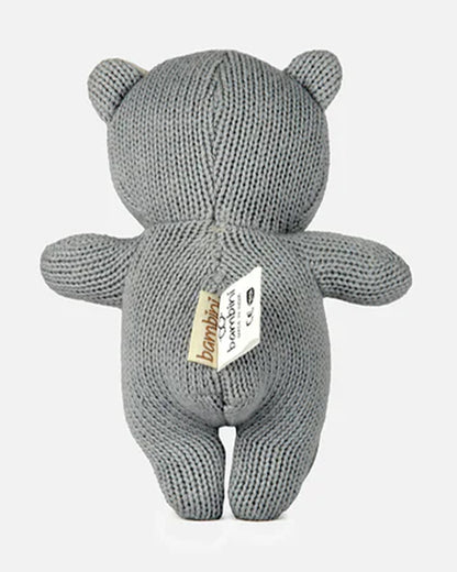 Bambini Sterling Blue Teddy Bear Knitted Soft Toy-Improves Tactile Stimulation-Plush Cuddly Toy For Newborn